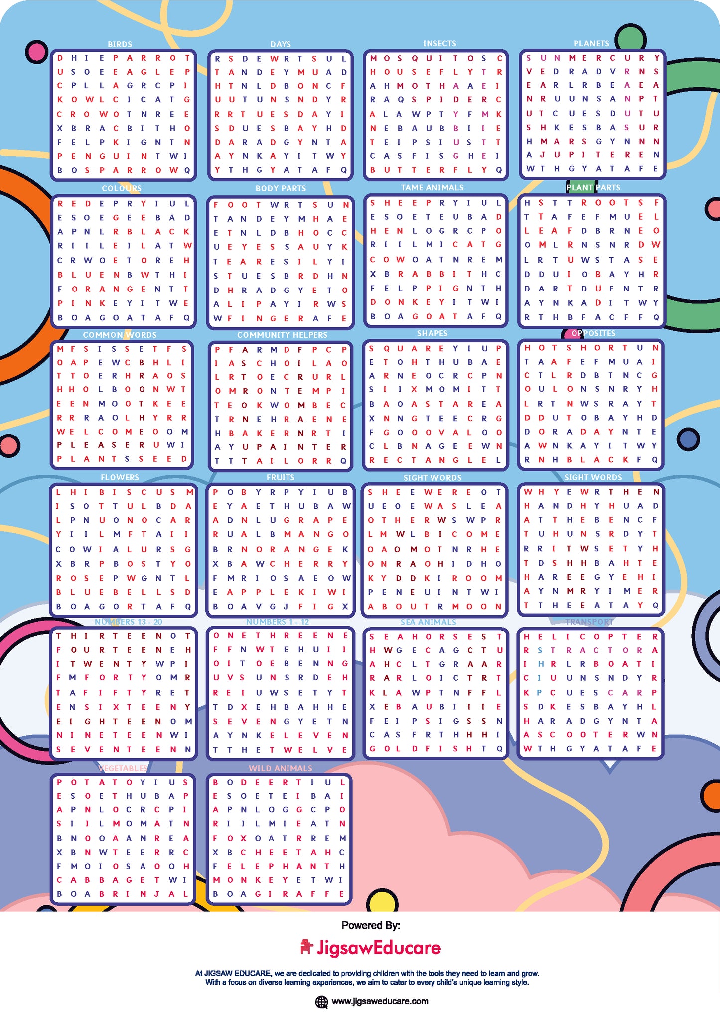 Kindergarten WORD SEARCH BOOK PDF